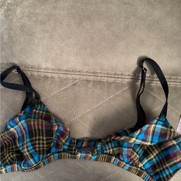 Savage X Fenty Plaid Bra - Blue, Purple, Black - Picture 1 of 4